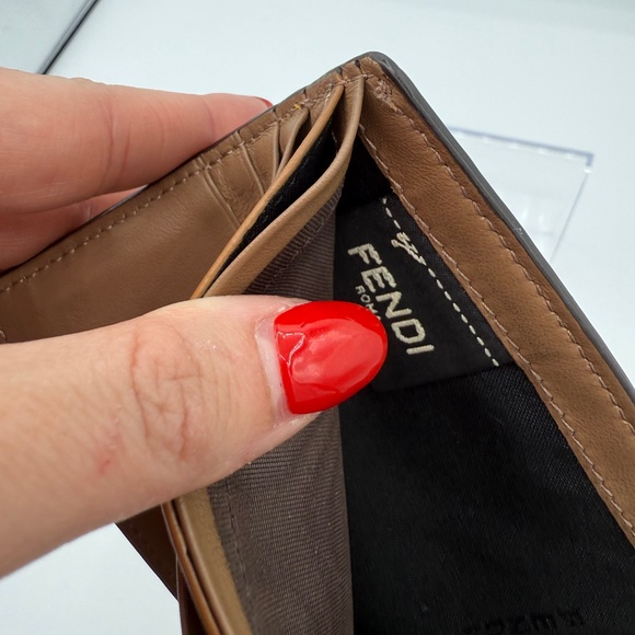 FENDI Vitello Grace FF Embossed Striped Bi-fold Leather Wallet - Picture 10 of 11